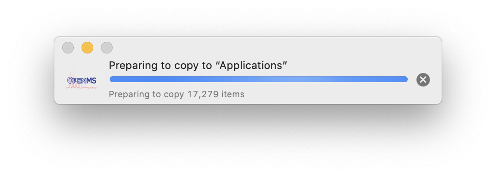 Preparing to copy to Applications